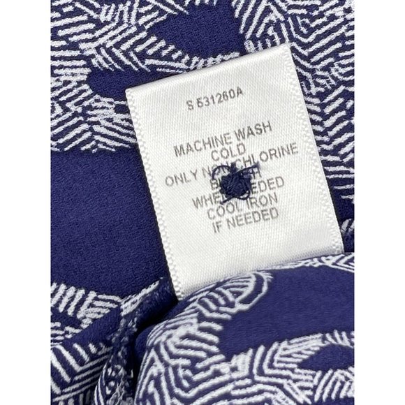 Mix by 41 Hawthorn Navy Blue Elephant Print Long Roll Tab Sleeve Top Shirt Small - Picture 9 of 12